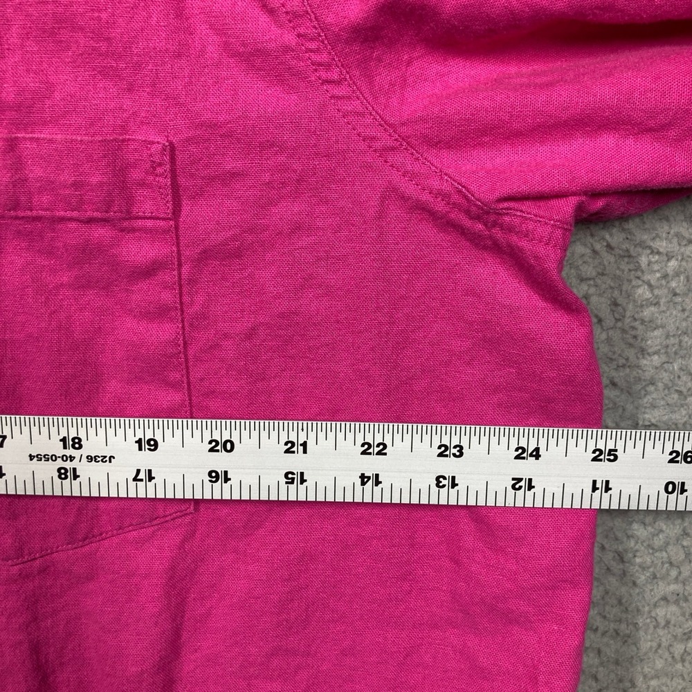 GAP Women's Pink Linen Blend Button Down Shirt XXL Long Sleeve Collared Pocket - Picture 5 of 10